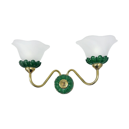 kinkiety Kinkiet podwójny PRECIOSA Czechosłowacja lata 80. szkło malachitowe mosiądz