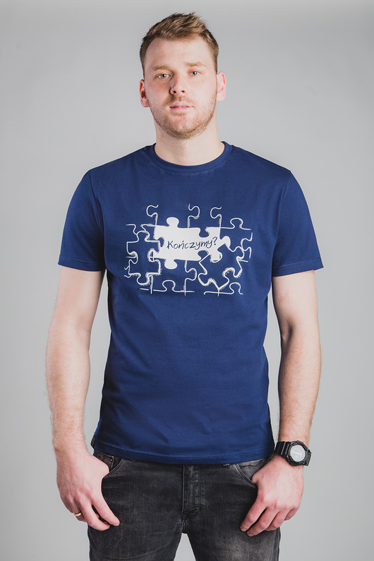 t-shirty męskie Bawełniany T-shirt z nadrukiem - Puzzle