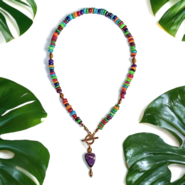 chokery LIMITOWANY NASZYJNIK z sercem :: kolorowa masa perłowa,hematyt, jaspis cesarski