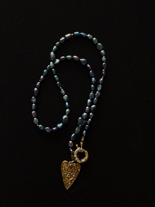 naszyjniki - inne Naszyjnik unikat Granatowe Perły