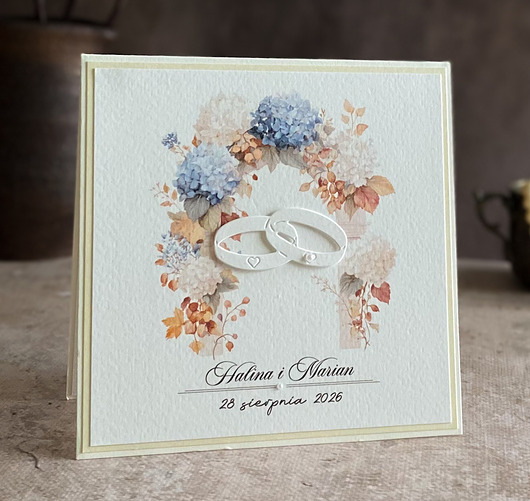 zaproszenia i kartki na ślub Kartka ślubna w ozdobnej kopercie, WP56c