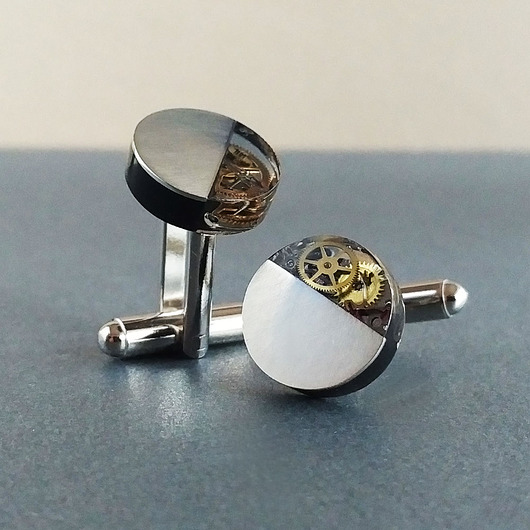 Minimalistyczne spinki do  mankietów steampunk Scradeus