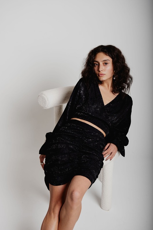 spódnice mini Spódnica Mira czarna panterka żakardowa