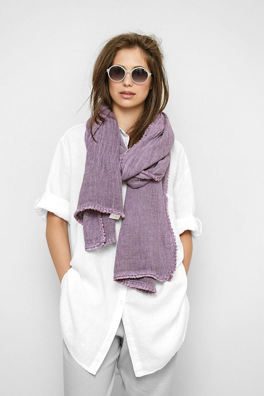 szale damskie Fioletowy szal Maura  z muślinu