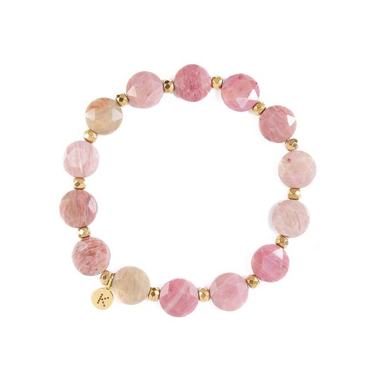 bransoletki z kamieni naturalnych Bransoletka z pudrowego Rodonitu - Wersja Pozłacana