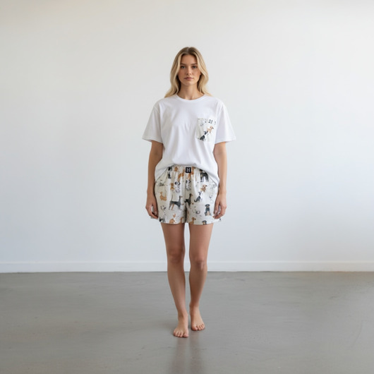 piżamy damskie Piżama Unisex bawełniana w pieski