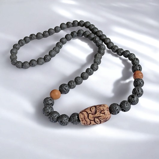 biżuteria męska UNIKAT: naszyjnik MĘSKI :: maska :: lawa i ceramika