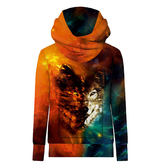 bluza z kapturem damska Bluza hydrofobowa UNISEX - WILK I GALAKTYKA