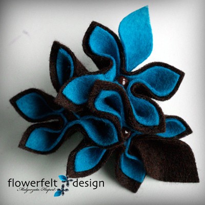 Brązowo Turkusowa FlowerFelt Design