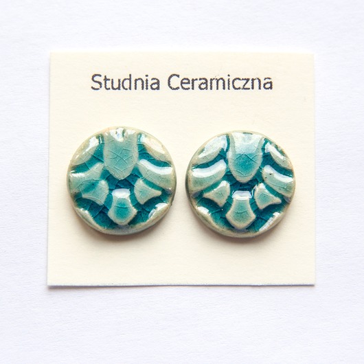 kolczyki ceramiczne Kolczyki ceramiczne z wzorem turkus