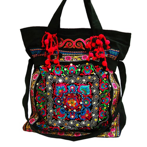 FLOWER haftowana torba BOHO Bright Boho old