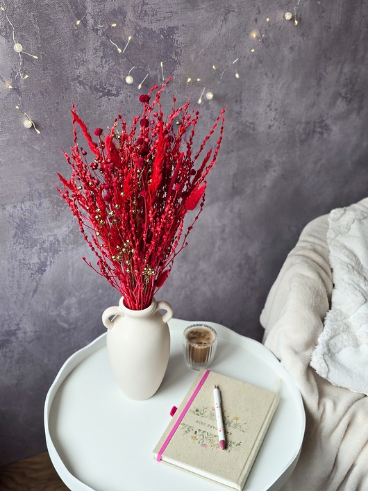 dodatki - różne Bukiet czerwono-złoty z suszonych kwiatów