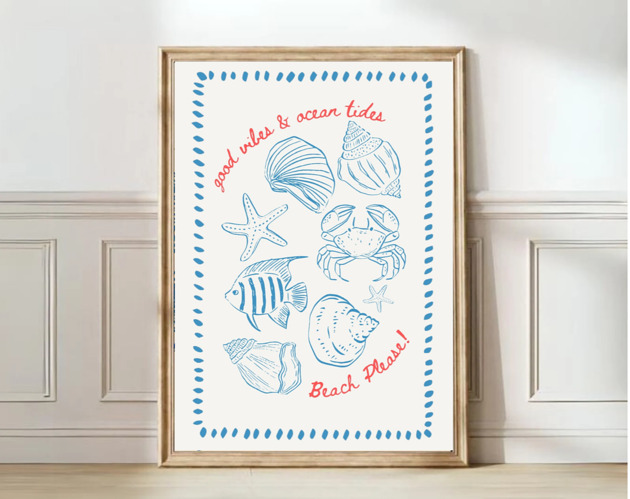 grafiki i ilustracje PLAKAT grafika ilustracja nadmorska marine plaża