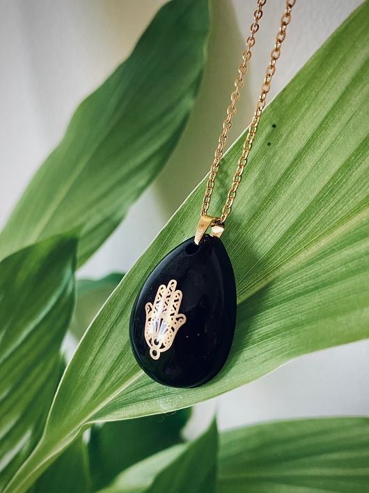 naszyjniki - inne Naszyjnik Ochronny Hamsa Dłoń Fatimy Orgonit Odpromiennik