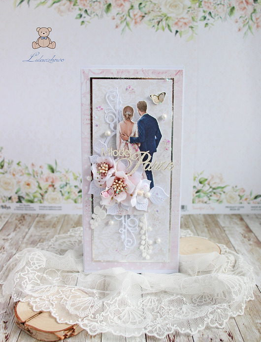 kartki scrapbooking Kartka ślubna pamiątka "Elegance 1" GOTOWA