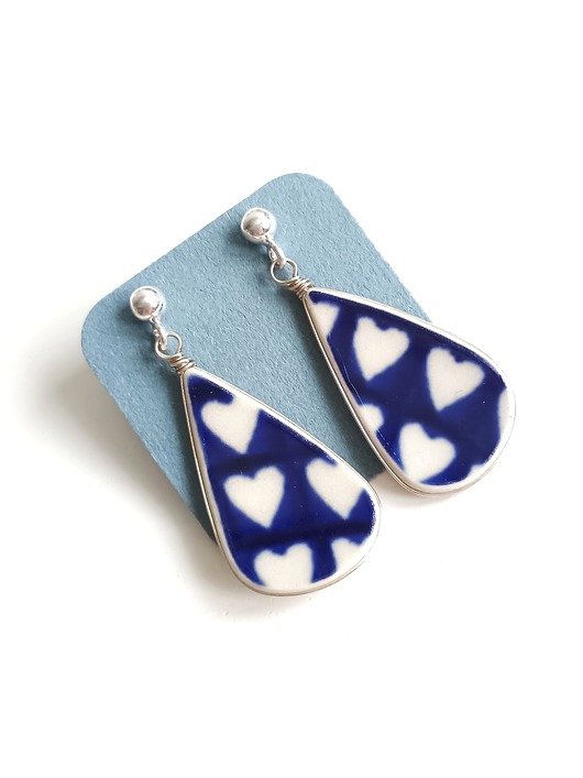 kolczyki ceramiczne Kolczyki ceramiczne Bolesławiec serduszka