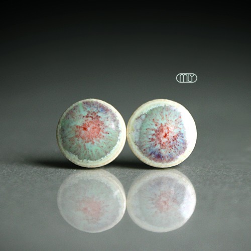 kolczyki ceramiczne Krystaliczne 9mm/stal chirurgiczna