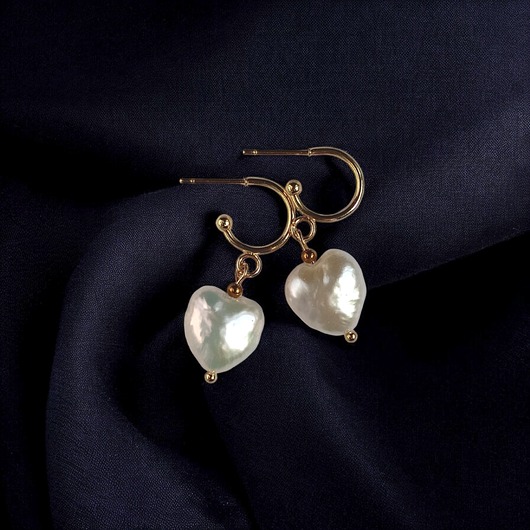 kolczyki pozłacane Serce - perła : kolczyki pozłacane : wyjątkowy prezent PREMIUM