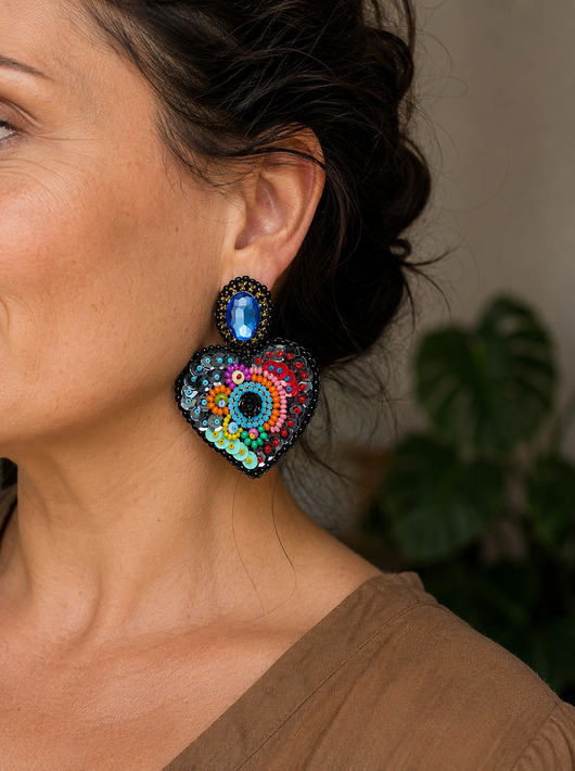 kolczyki soutache Kolekcja Frida - kolczyki kolorowe serca