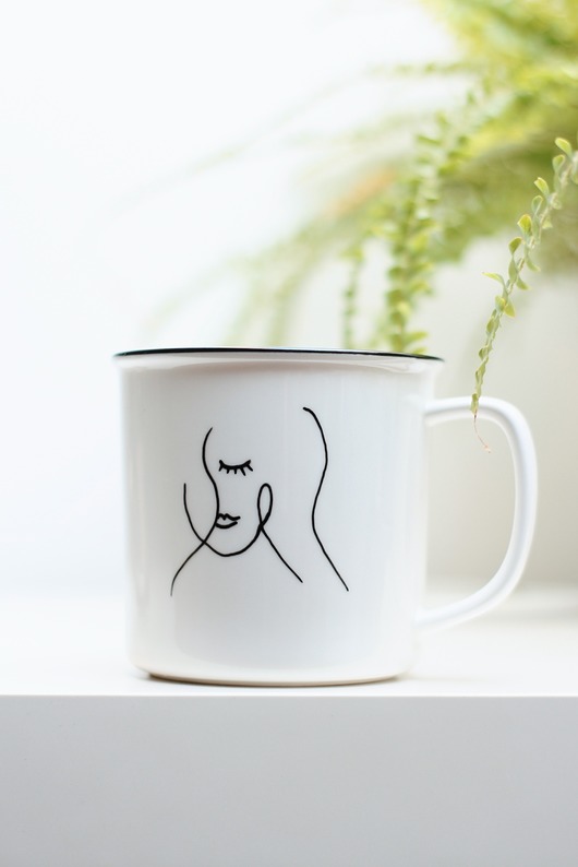 kubki Kubek ręcznie malowany, kobiecy, twarz