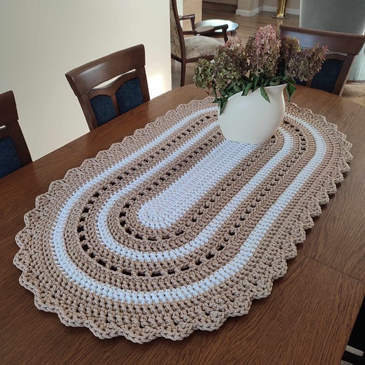 obrusy i serwetki Bieżnik owalny ze sznurka 70cmx120cm