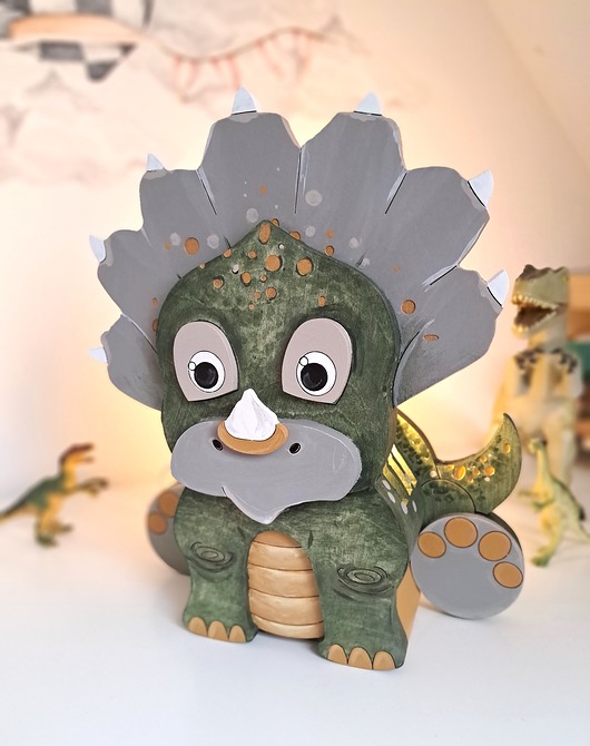 Drewniana Lampka Dinozaur Makuto Art