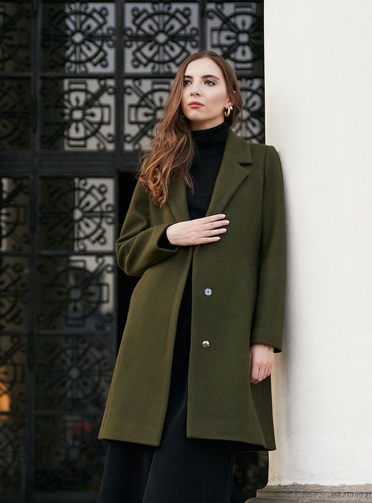 marynarki damskie TALIOWANY, zielony płaszcz