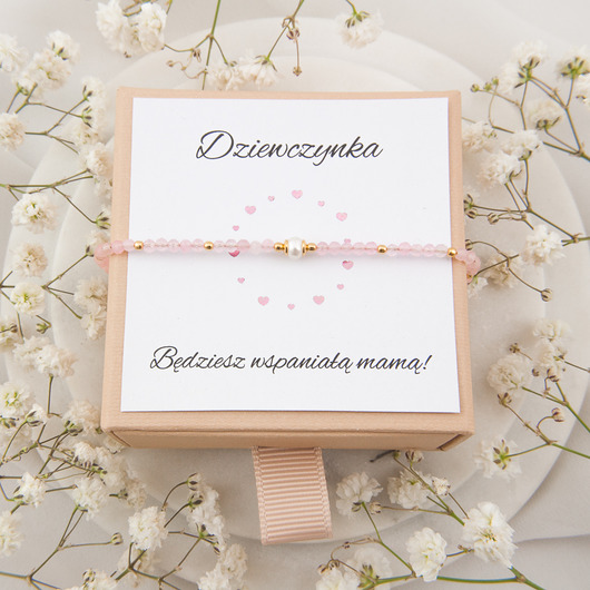 bransoletki z kamieni naturalnych Bransoletka dla przyszłej mamy gender reveal