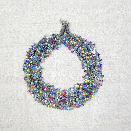 kolie 5879 Kolorowy naszyjnik z koralików szklanych - Ręcznie robiony choker