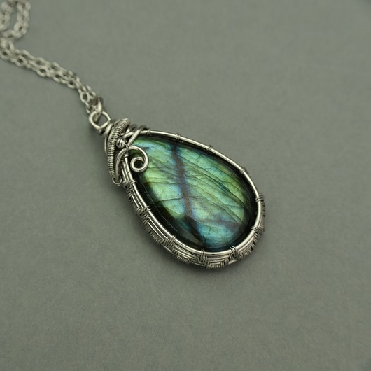 wisiory Wisiorek labradoryt wire wrapping