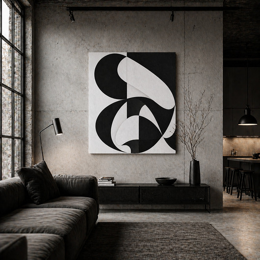 obrazy Abstrakcja obraz czarno biały  geometryczny  Ręcznie malowany