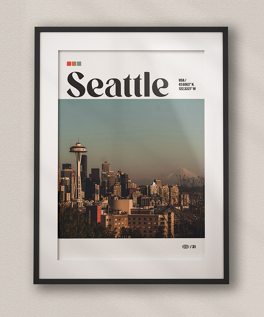plakaty Minimalistyczny plakat Seattle USA
