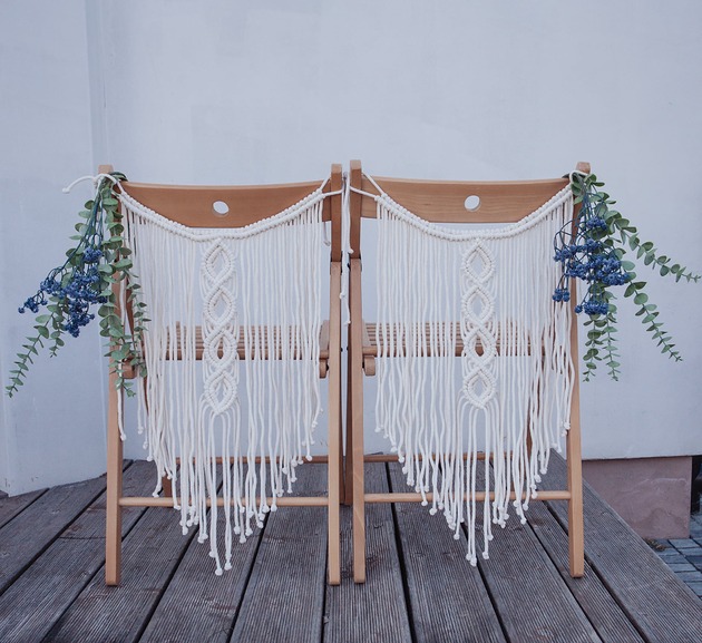 dodatki ślubne 2 makramy na krzesło - Dostępne od ręki