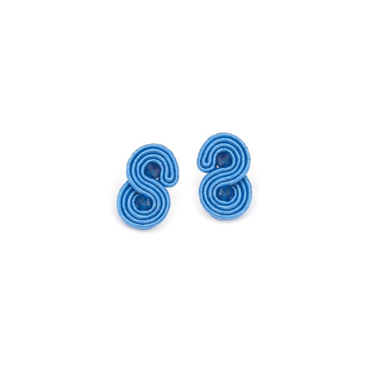 kolczyki soutache Niebieskie sztyfty / wkrętki - minimalistyczne