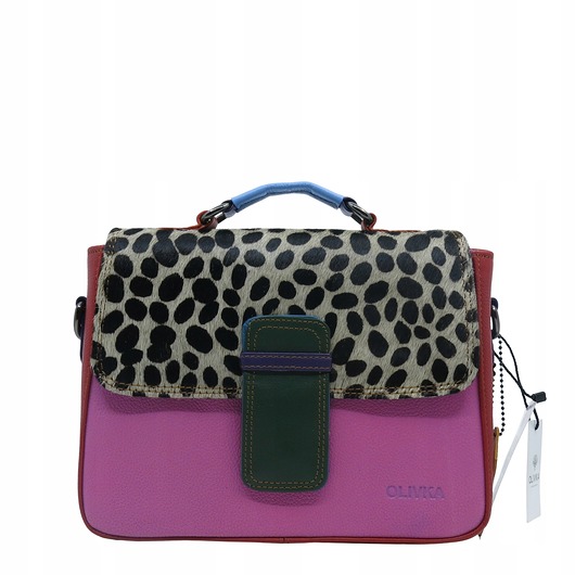 torby na ramię Torebka skórzana damska klasyczna rączka pasek ze skrawków OLIVKA