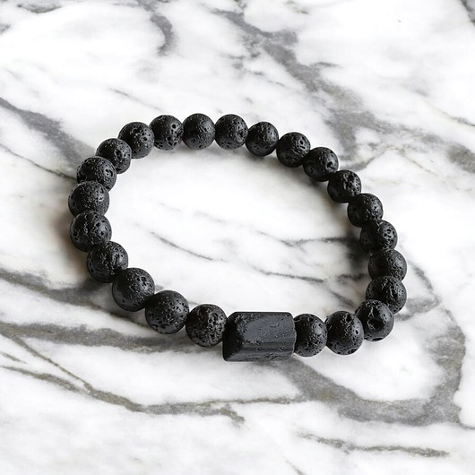 biżuteria męska OCHRONNA bransoletka: czarny turmalin, lawa