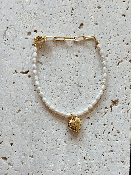 bransoletki złote Bransoletka z pereł naturalnych serce