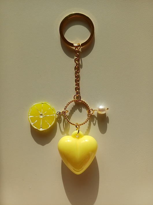 breloki Brelok serce - cytryna -  stal szlachetna