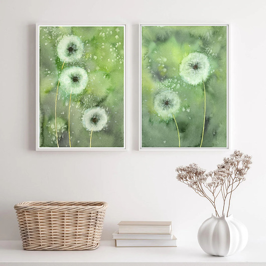 grafiki i ilustracje Zestaw 2 prac. Dmuchawce