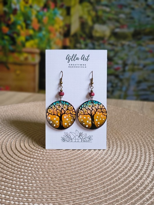 kolczyki drewniane Kolczyki  boho Magiczne Drzewo