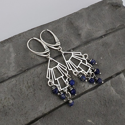 kolczyki z kamieniami Kolczyki Filigrany z lapisem lazuli