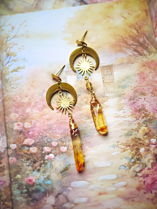 kolczyki z kamieniami Sopelki, kolczyki z kryształem górskim