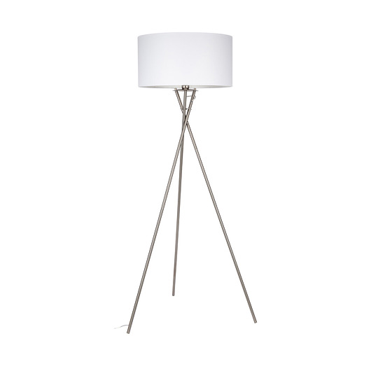lampy podłogowe Lampa Podłogowa Hugo E27 Satyna abażur biały fi50cm