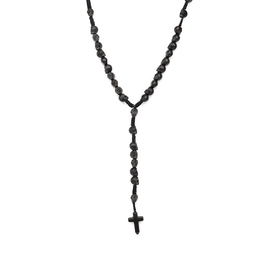 biżuteria męska Męski różaniec - Czarne czachy wojownika