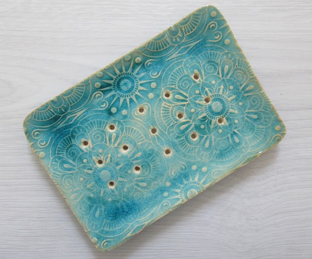 turkusowa ceramiczna mydelniczka Ceramika Ana