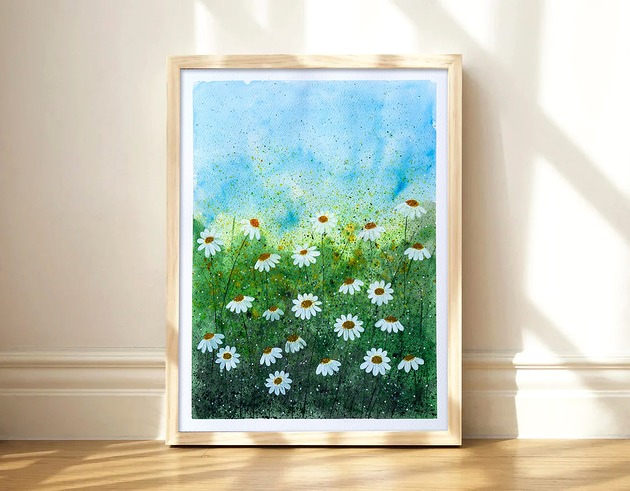 obrazy Sale! Oryginalna akwarela. Rumianki 30x40cm