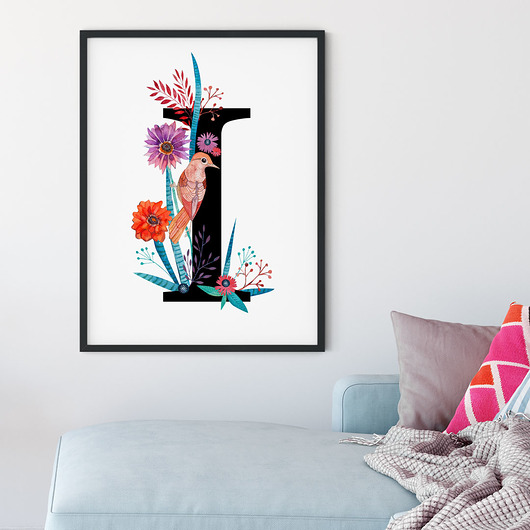Litera I, inicjał - ilustracja drukowana muamua design