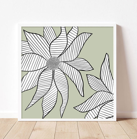 plakaty Plakat z kwiatami, khaki