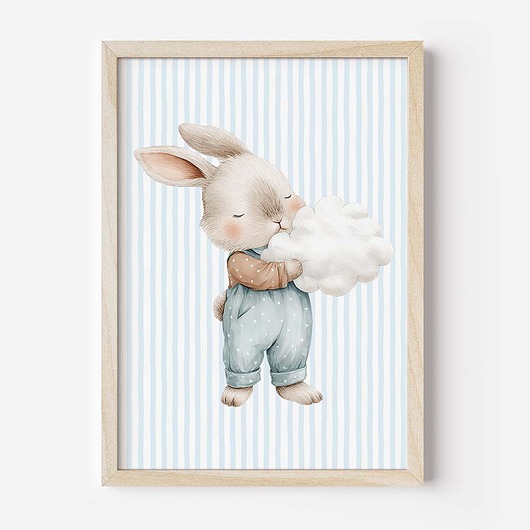 obrazy i plakaty do pokoju dziecięcego Plakat Na Ścianę Dla Chłopca Niebieskie króliczki nr. 8