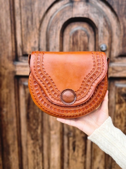 torby na ramię Torebka skórzana ręcznie robiona góralska Tzimol ze skóry